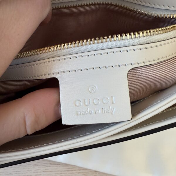 Gucci Calfskin Small Arli Flap Shoulder Bag Mystic White