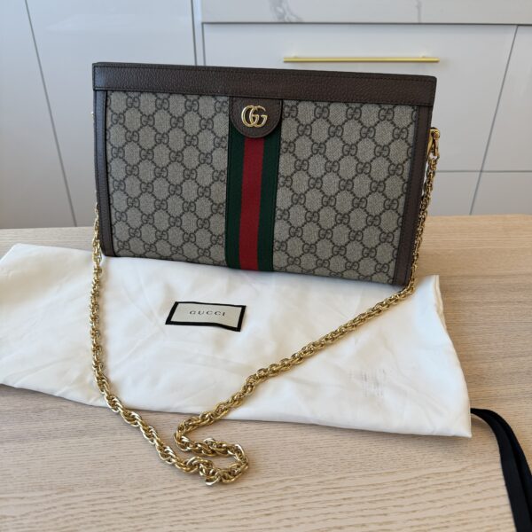 Gucci Beige/Ebony Supreme GG Coated Canvas Vintage Web Ophidia Medium Shoulder Bag