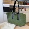 Loewe Raffia Paulas Ibiza Fold Shopper Tote Green