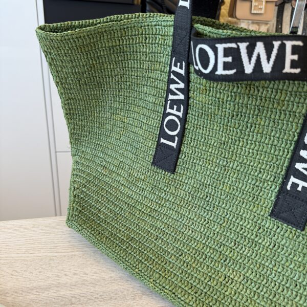 Loewe Raffia Paulas Ibiza Fold Shopper Tote Green