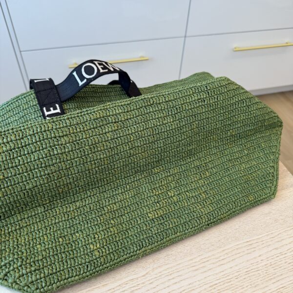 Loewe Raffia Paulas Ibiza Fold Shopper Tote Green