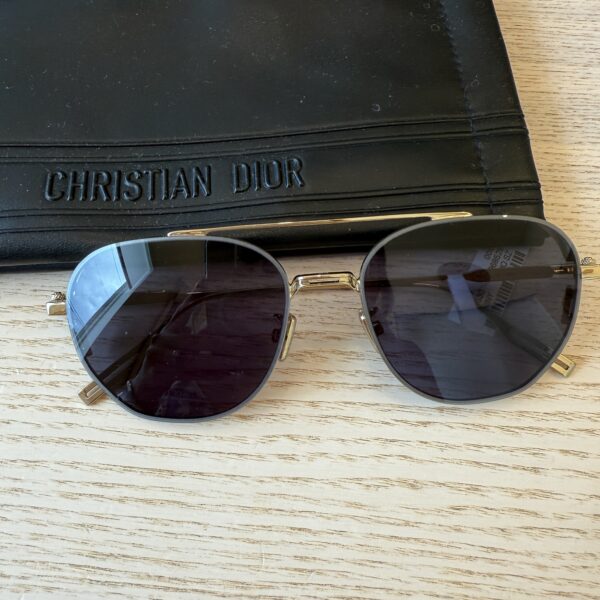 Christian Dior Cannage A3U Sunglasses Shiny Gold and Blue