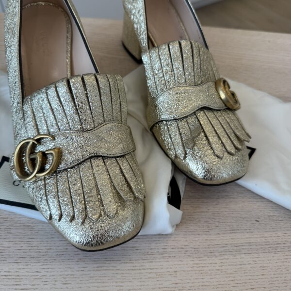 Gucci Metallic Gold Loafer Heel Size 38