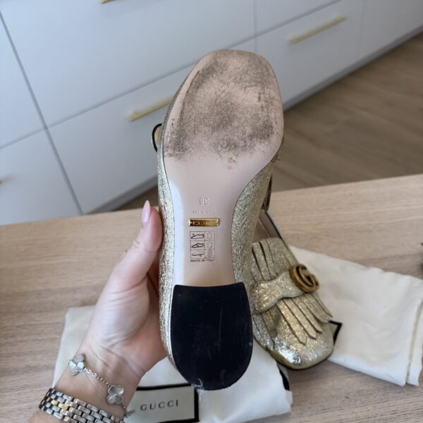 Gucci Metallic Gold Loafer Heel Size 38