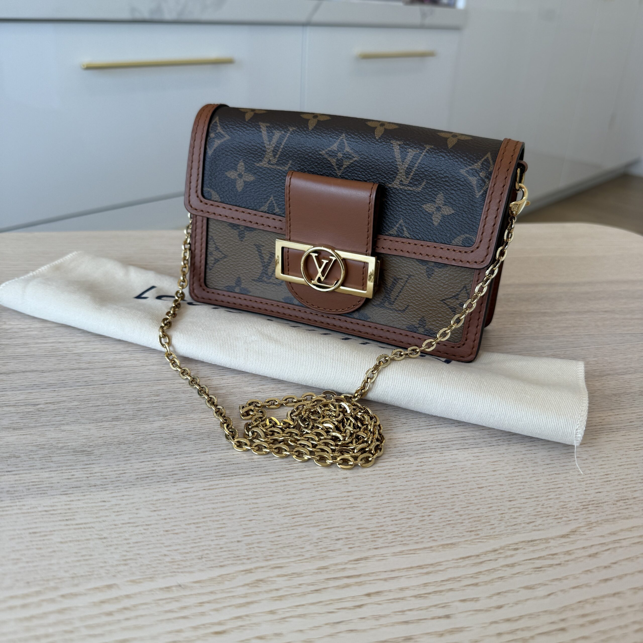 Louis Vuitton Reverse Monogram Dauphine Chain Wallet