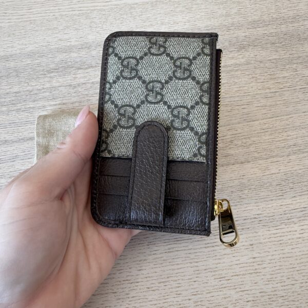 Gucci Ophidia GG Supreme Canvas Card Case Brown