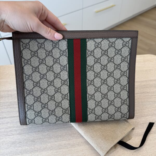 Gucci Ophidia Pouch GG Coated Canvas Medium