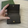 Gucci Monogram Jumbo GG Textured Dollar Calfskin Diana Card Case Wallet Camel Ebony New Acero