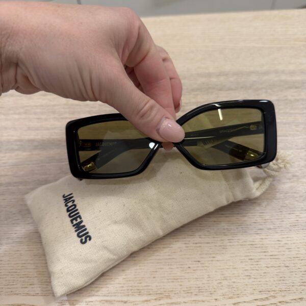 Jacquemus Les Lunettes Spiaggia Black Silver with Green Glass