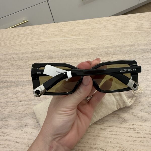 Jacquemus Les Lunettes Spiaggia Black Silver with Green Glass