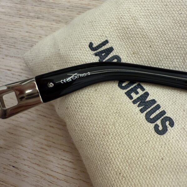 Jacquemus Les Lunettes Spiaggia Black Silver with Green Glass