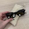 Jacquemus Les Lunettes Spiaggia Black Silver with Green Glass