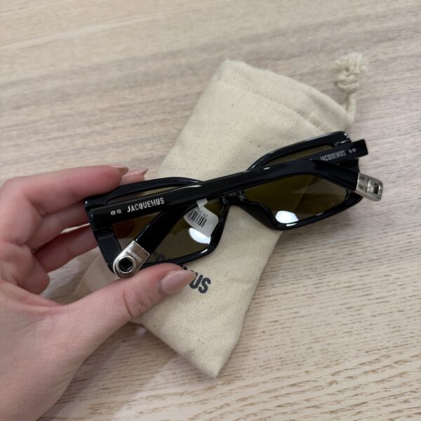 Jacquemus Les Lunettes Spiaggia Black Silver with Green Glass