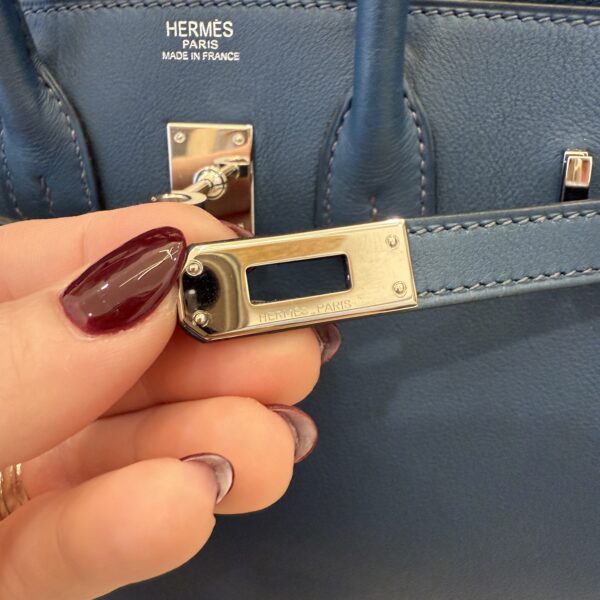 Hermes Birkin Handbag Bleu De Malte Swift with Palladium Hardware 25