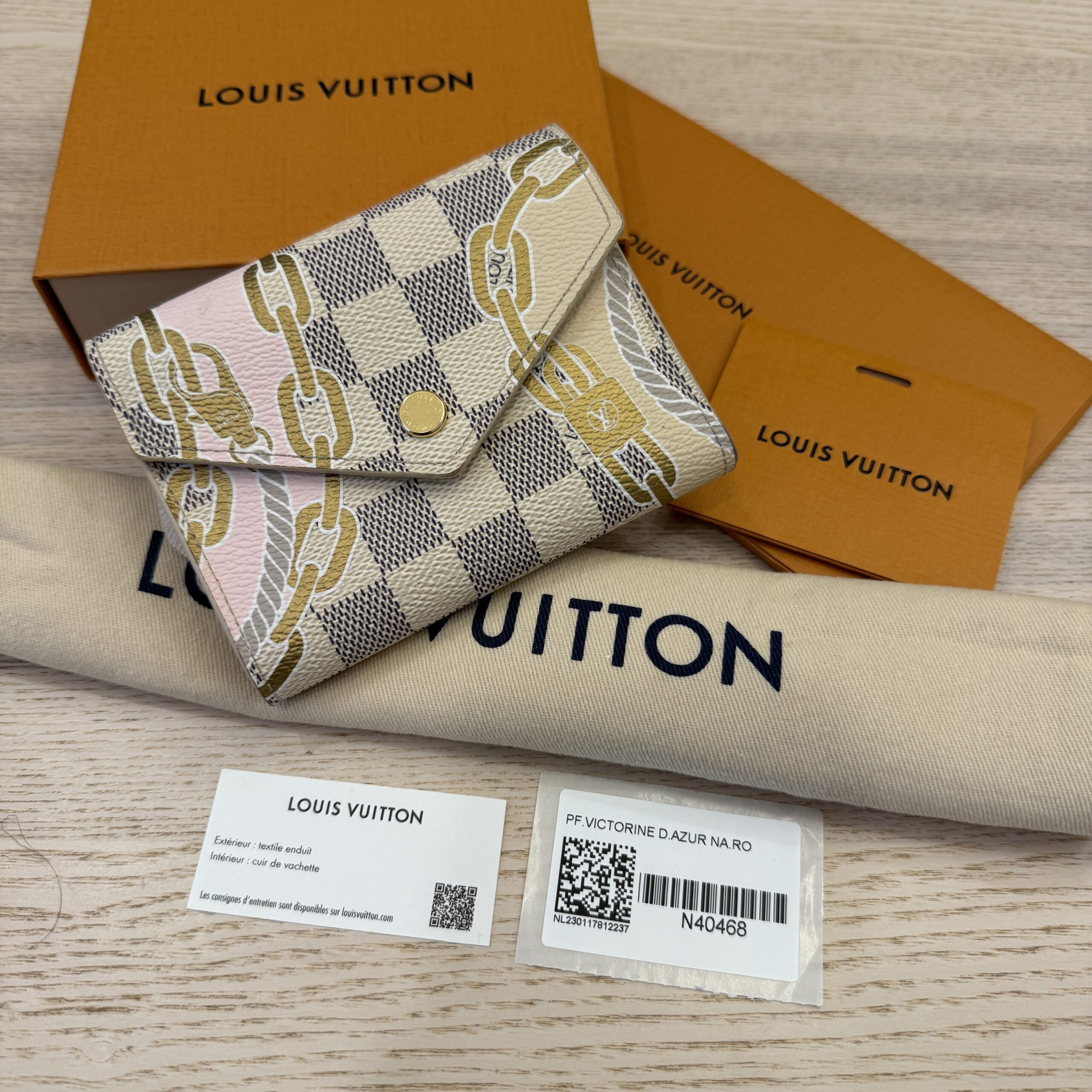 Louis Vuitton Damier Azur Nautical Victorine Wallet Gold