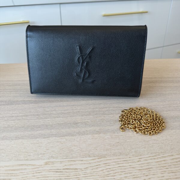 Saint Laurent Calfskin Monogram Belle de Jour Chain Clutch Black