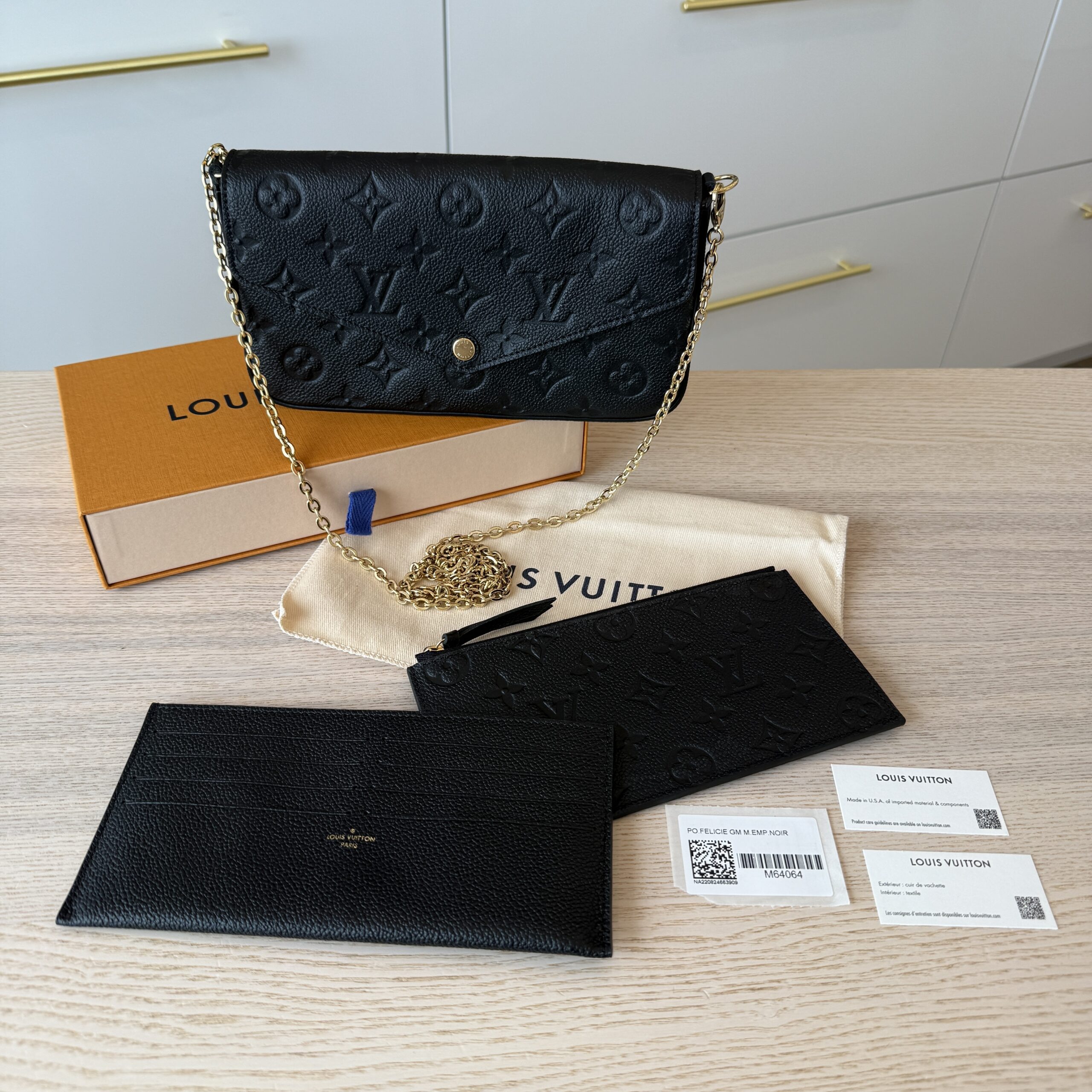 Louis Vuitton Empreinte Pochette Felicie Chain Wallet Noir