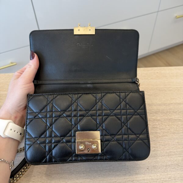 Christian Dior Lambskin Cannage Miss Dior Promenade Pouch Black