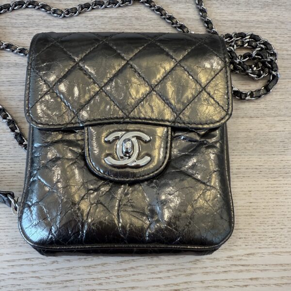 Chanel Wallet on Chain Flap Bag Quilted Metallic Calfskin Mini