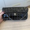 Chanel Patent East West Chocolate Bar Flap Black Silver Hardware