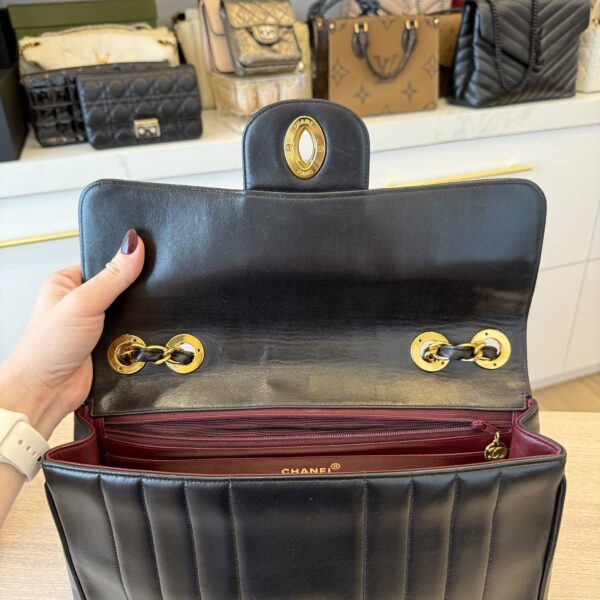 Chanel Lambskin Vertical Quilt Jumbo Single Flap Black