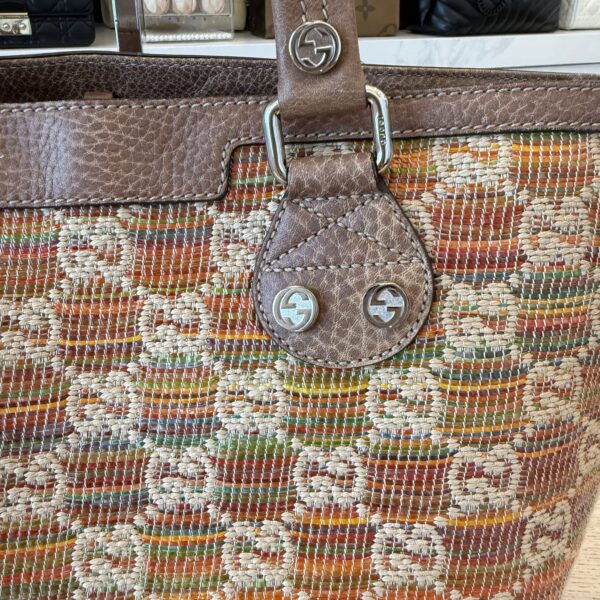 Gucci Straw Libeccio Monogram Large Sunset Tote Multicolor