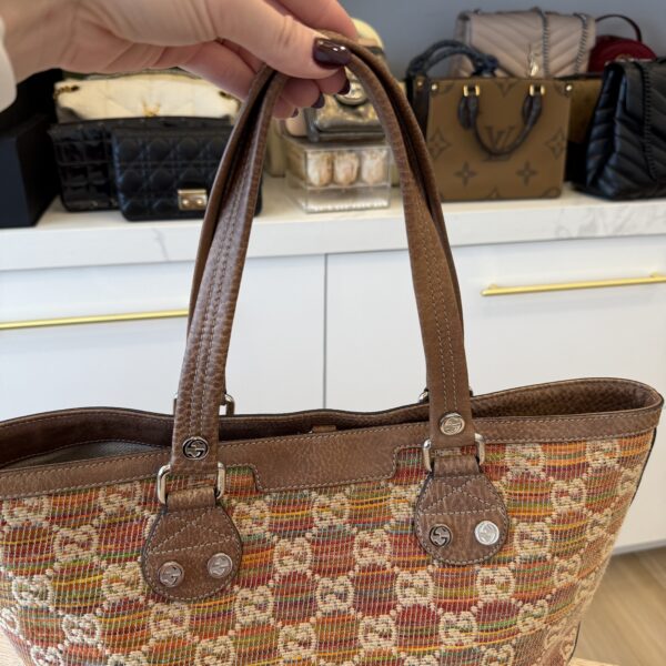 Gucci Straw Libeccio Monogram Large Sunset Tote Multicolor