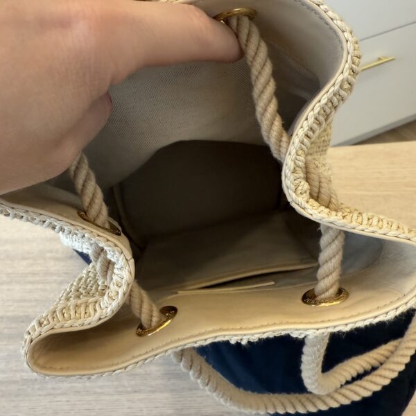 Saint Laurent (YSL) Seau Bucket Bag Woven Raffia Small