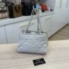Chanel Off White Quilted Glazed Leather Small Chain Me Tote