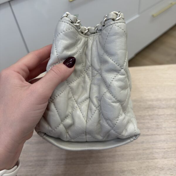 Chanel Off White Quilted Glazed Leather Small Chain Me Tote