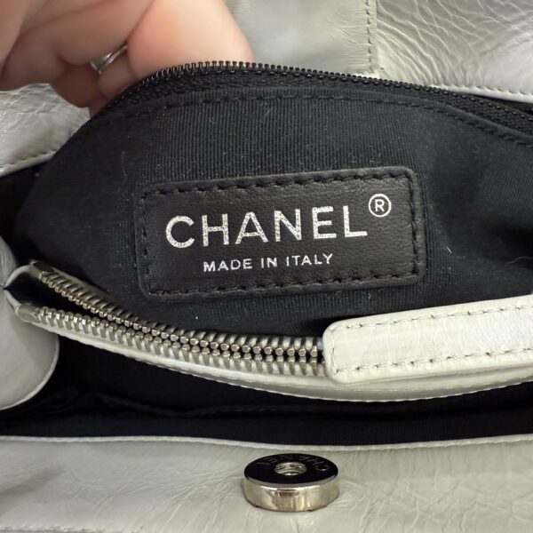 Chanel Off White Quilted Glazed Leather Small Chain Me Tote