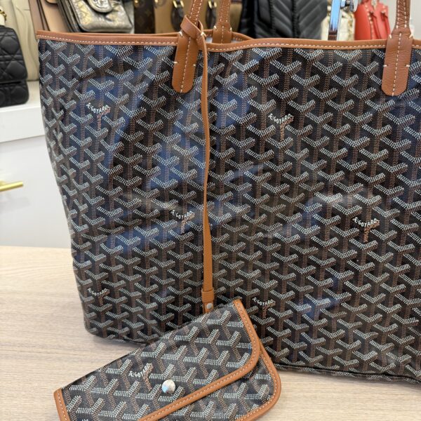 Goyard Goyardine Saint Louis GM Black and Tan