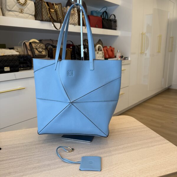 Loewe Lia Origami Tote Leather Blue