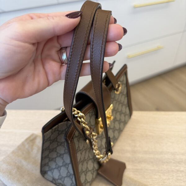 Gucci Padlock Chain Tote GG Coated Canvas with Leather Small