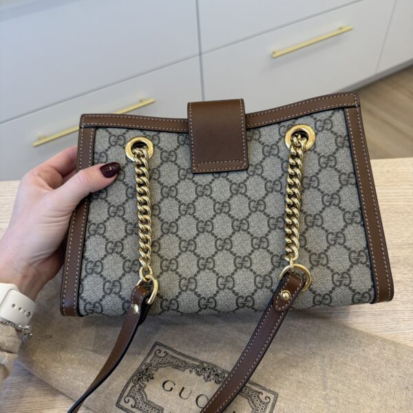 Gucci Padlock Chain Tote GG Coated Canvas with Leather Small
