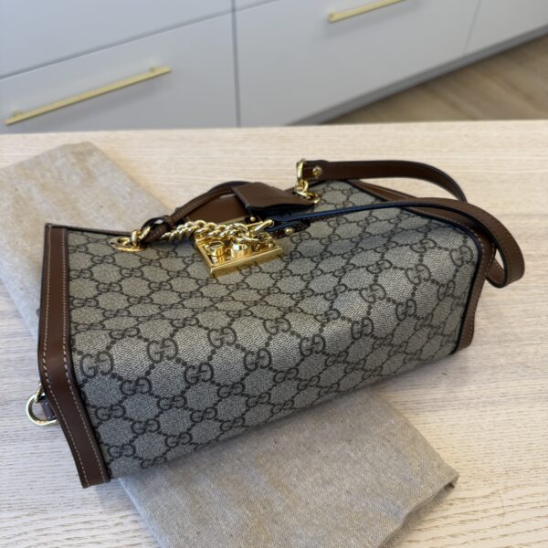 Gucci Padlock Chain Tote GG Coated Canvas with Leather Small
