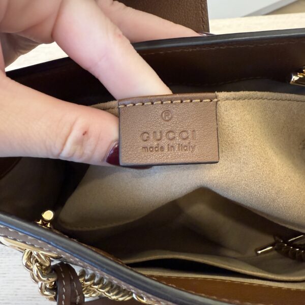 Gucci Padlock Chain Tote GG Coated Canvas with Leather Small