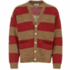 Gucci Gg Supreme-eyelet Striped Wool Cardigan In Brown Size Large