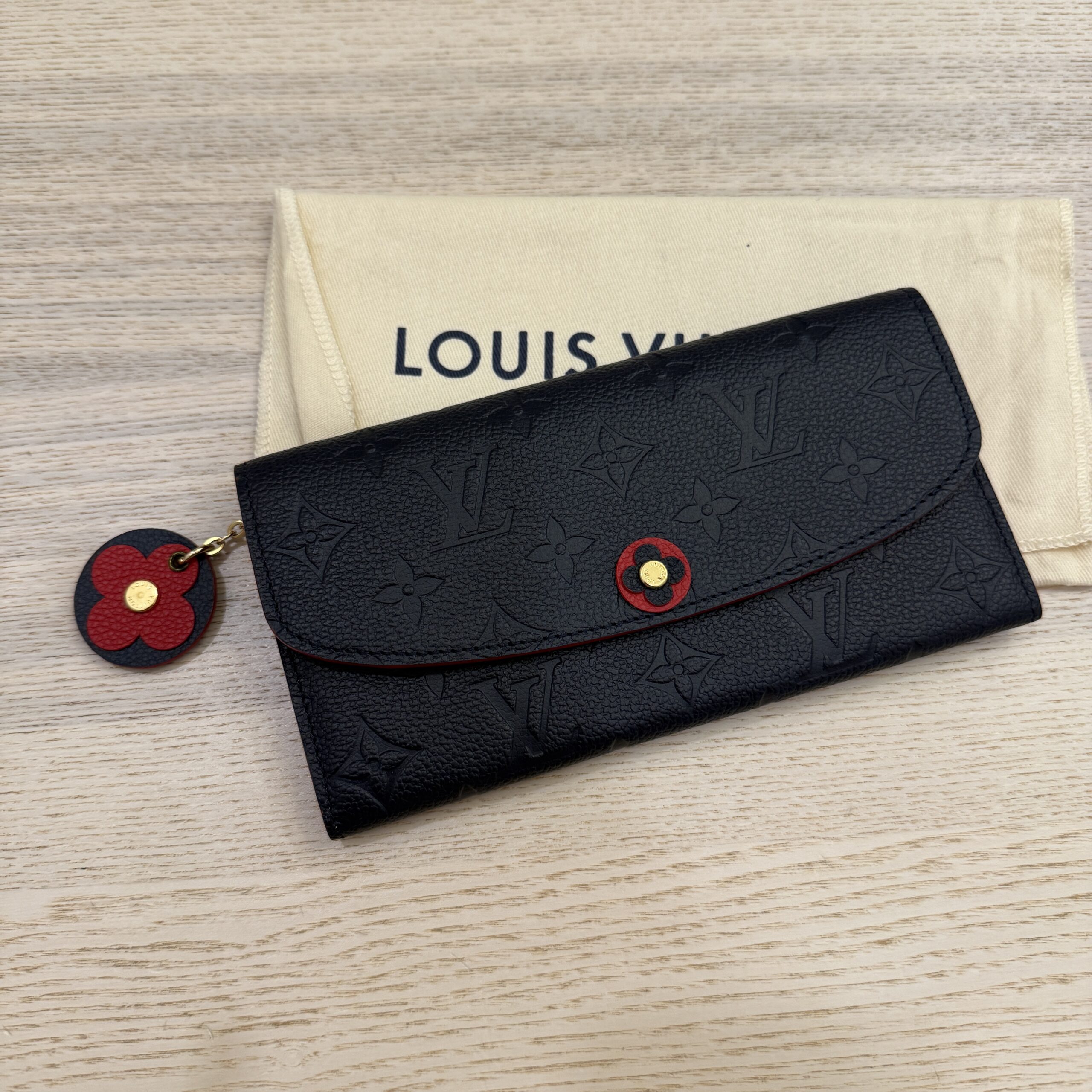 Louis Vuitton Empreinte Bloom Flower Emilie Wallet Marine Rouge