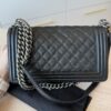 Chanel Boy Flap Bag Quilted Caviar Old Medium Black Ruthenium Hardware