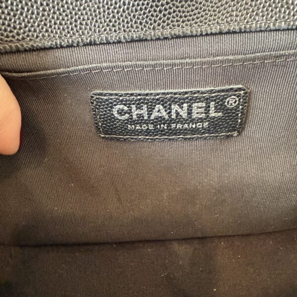 Chanel Boy Flap Bag Quilted Caviar Old Medium Black Ruthenium Hardware