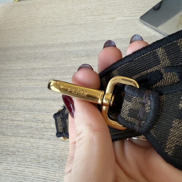 Fendi Fabric Jacquard FF 1974 Medium Baguette Tobacco Moro Black