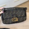 Fendi Fabric Jacquard FF 1974 Medium Baguette Tobacco Moro Black