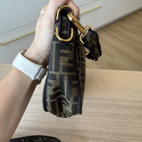 Fendi Fabric Jacquard FF 1974 Medium Baguette Tobacco Moro Black