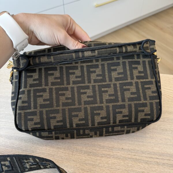 Fendi Fabric Jacquard FF 1974 Medium Baguette Tobacco Moro Black