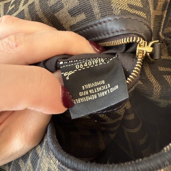 Fendi Fabric Jacquard FF 1974 Medium Baguette Tobacco Moro Black