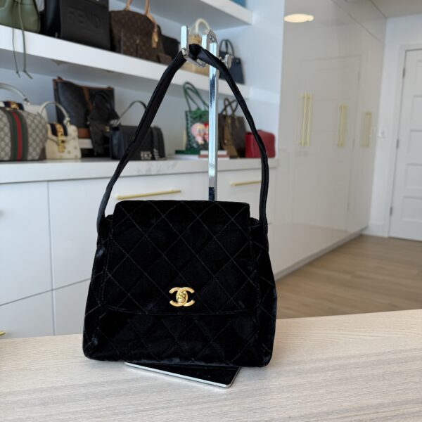 Chanel Vintage 24K Mini Velvet Flap Shoulder Bag