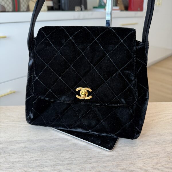 Chanel Vintage 24K Mini Velvet Flap Shoulder Bag