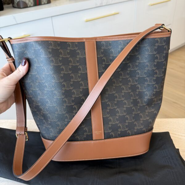 Celine Bucket Bag Triomphe Coated Canvas Medium