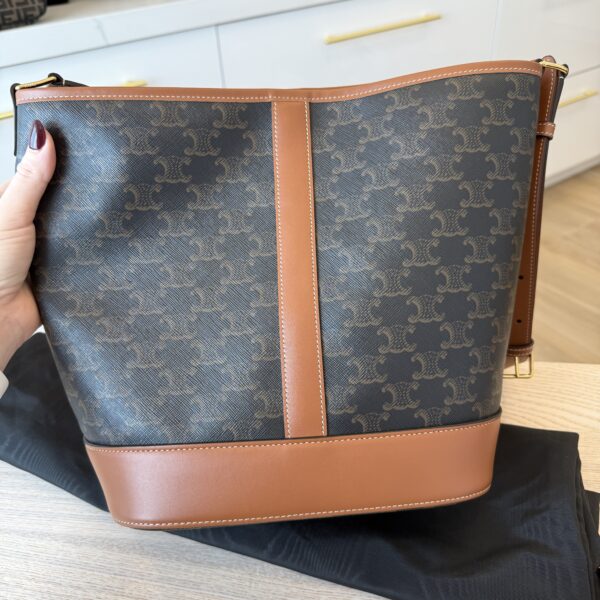 Celine Bucket Bag Triomphe Coated Canvas Medium